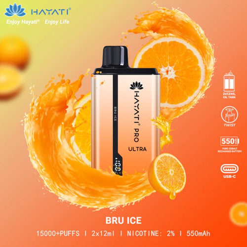 Hayati Pro Ultra 15000 Puffs | Disposable Vape | Bru lce