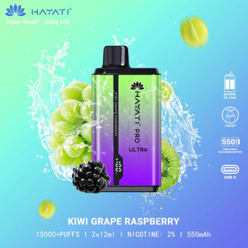 Hayati Pro Ultra 15000 Puffs | Kiwi Grape Raspberry 