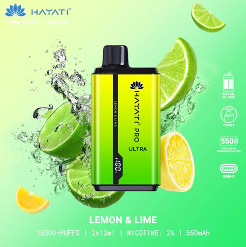 Hayati Pro Ultra 15000 Puffs | Lemon & Lime