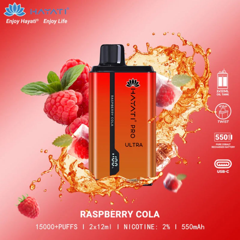  Buy Hayati Pro Ultra 15000 Puffs | Raspberry Cola 