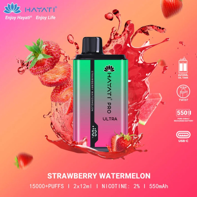 Hayati Pro Ultra 15000 Puffs | Strawberry Watermelon