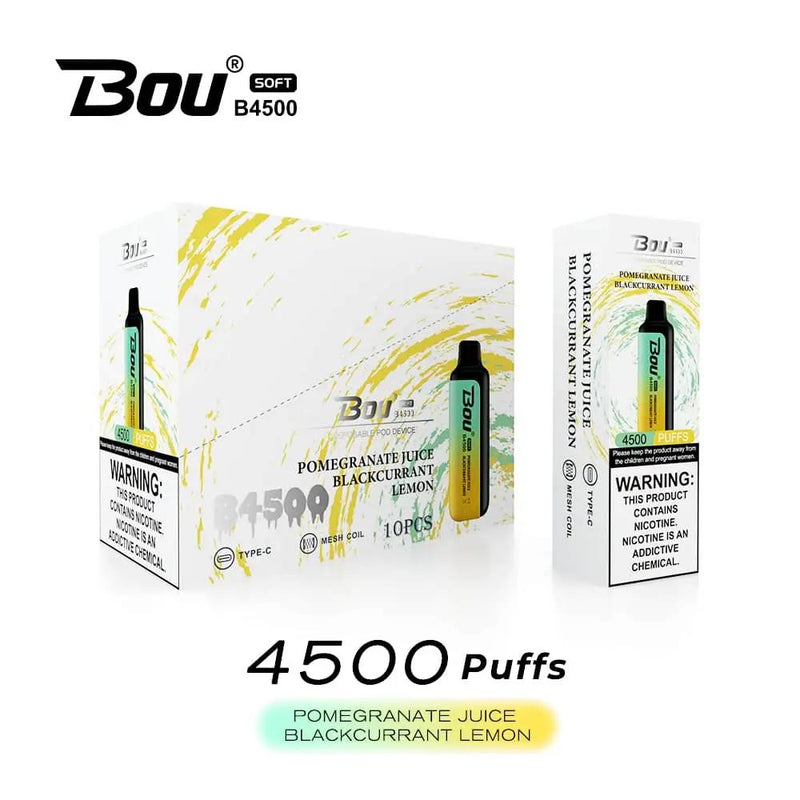 Bou Soft B4500 Disposable Vape Pomegranate Juice Blackcurrant Lemon 4500 Puffs Box Of 10